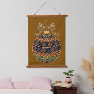 Elegant Ornate Folk Art Bohemian Christmas Ornamen Hanging Tapestry