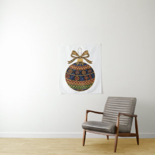 Elegant Ornate Folk Art Bohemian Christmas Ornamen Tapestry