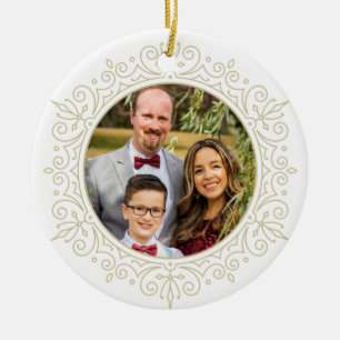 Elegant Ornate Frame Holiday Photo Ceramic Tree Decoration