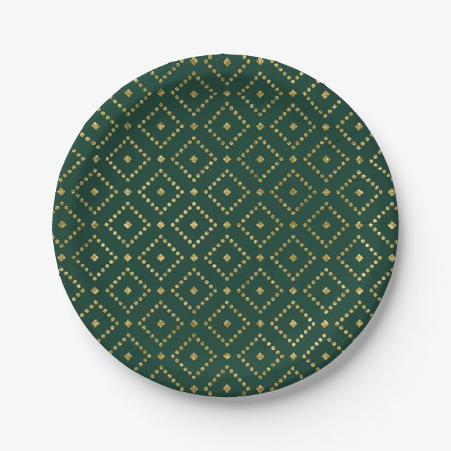 Elegant Ornate Gold Christmas Paper Plate (Front)