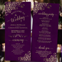 Elegant Ornate Gold Curls on Plum Purple Wedding