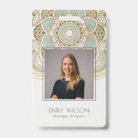 Elegant Ornate Gold Foil Teal Mandala Photo