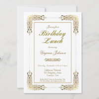 Elegant Ornate Gold Lace Birthday Lunch Party
