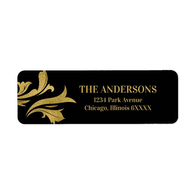 Elegant Ornate Gold Merry Christmas Address Label (Front)