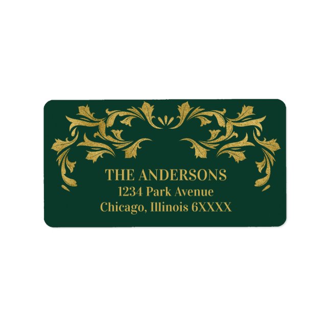 Elegant Ornate Gold Merry Christmas Address Labels (Front)
