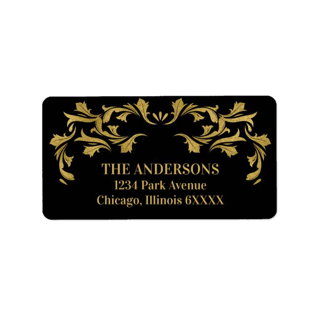 Elegant Ornate Gold Merry Christmas Address Labels (Front)
