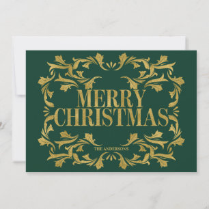 Elegant Ornate Gold Merry Christmas Card