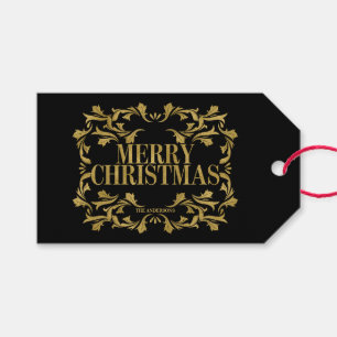 Elegant Ornate Gold Merry Christmas Gift Tag