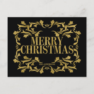 Elegant Ornate Gold Merry Christmas Postcard