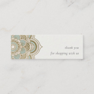 Elegant Ornate Gold Teal Mandala Thank You Mini Business Card