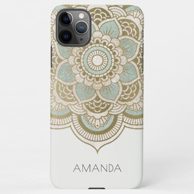 Elegant Ornate Gold Teal Turquoise Mandala iPhone Case (Back)