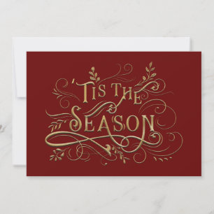 Elegant Ornate Gold 'Tis the Season Typography  Holiday Card
