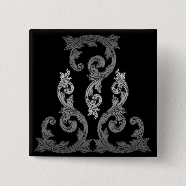 elegant Ornate Goth Design 15 Cm Square Badge (Front)
