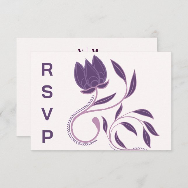 Elegant Ornate Paisley Fated Floral Wedding RSVP (Front/Back)