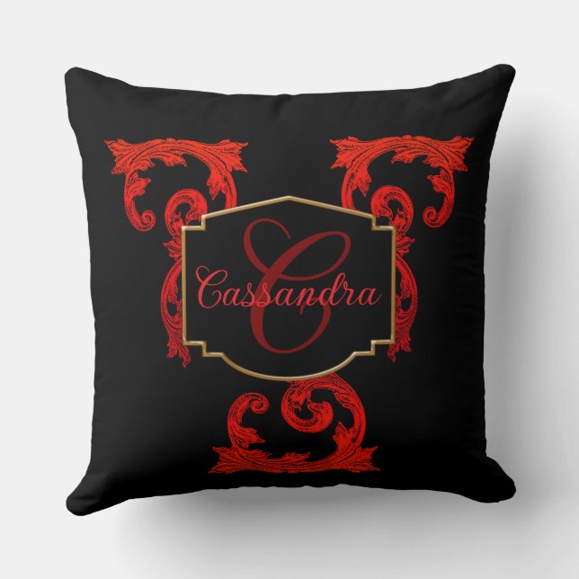 Elegant, Ornate Personalised Vintage Goth  Cushion (Back)