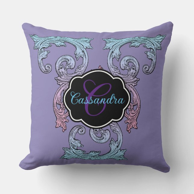 Elegant, Ornate Personalised Vintage Victorian Cushion (Front)