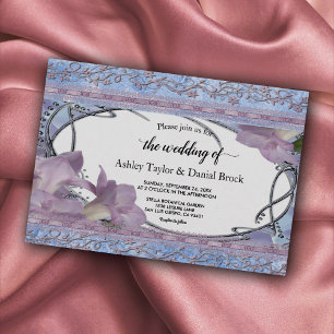 Elegant Ornate Rose Gold Purple Luxury Wedding Invitation