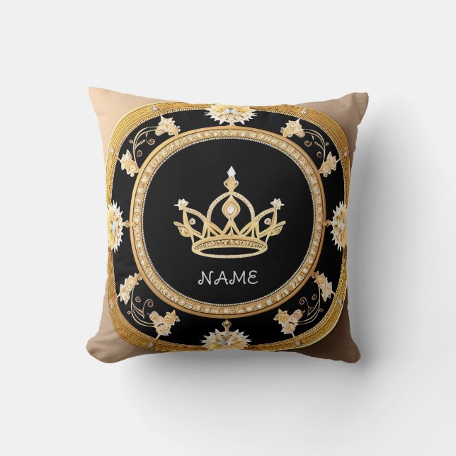 Elegant Ornate Royal Crown Symbol Cushion (Front)