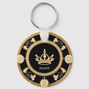 Elegant Ornate Royal Crown Symbol Key Ring