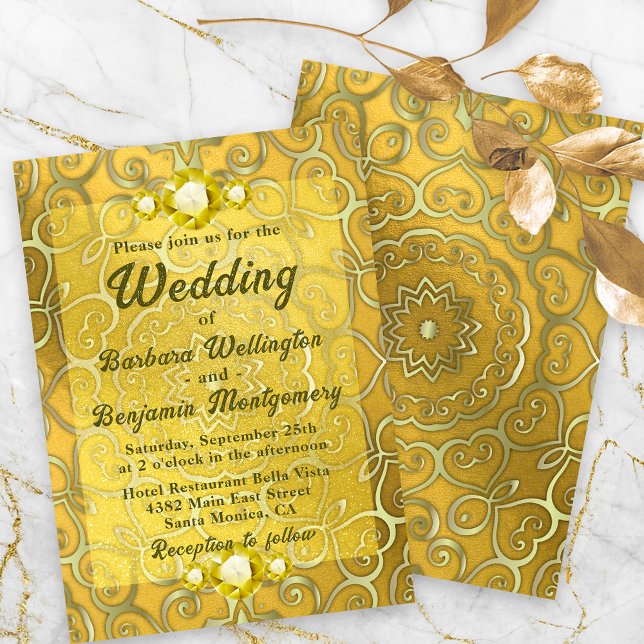 Elegant Ornate Royal Jewelled Gold Wedding Invitation (Creator Uploaded)