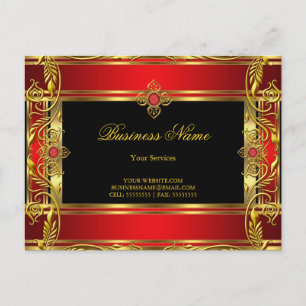 Elegant Ornate Royal Red Jewel Black Gold Postcard