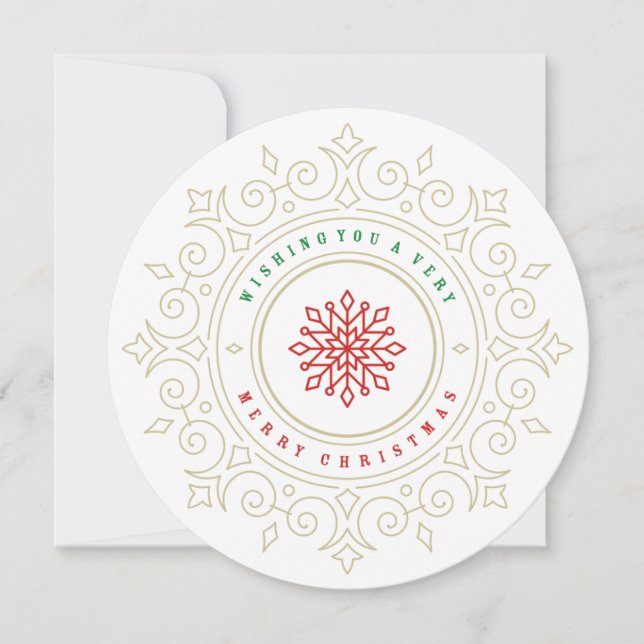 Elegant Ornate Snowflake Frame Holiday Greeting (Front)