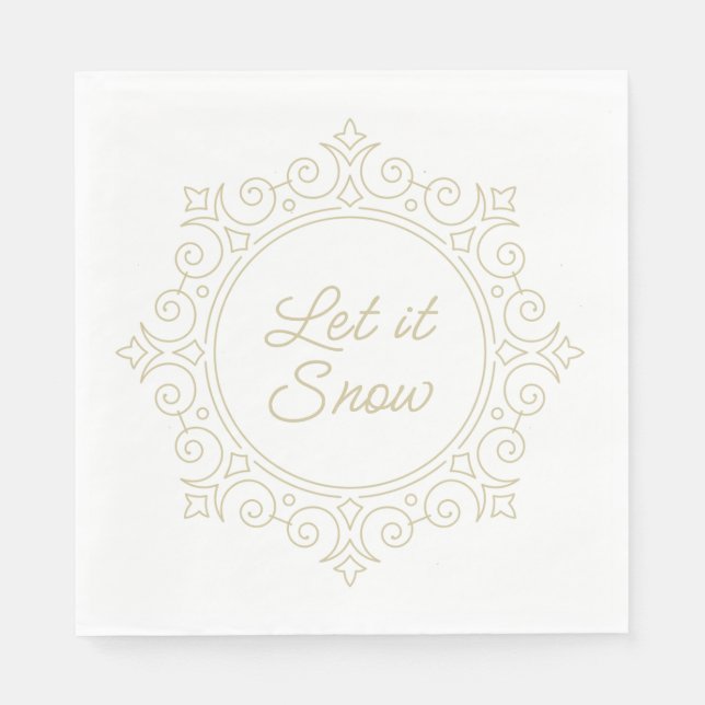 Elegant Ornate Snowflake | Let it Snow Napkin (Front)