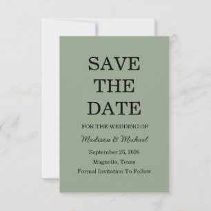 Elegant Ornate Swirl Sage Green Floral Wedding Save The Date