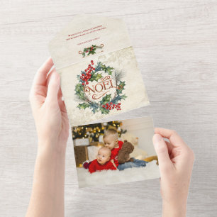 Elegant Ornate Vintage Style Noel Floral All In One Invitation