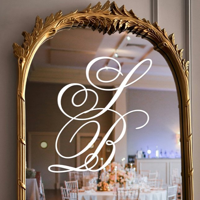 Elegant Ornate White Script Monogram Wedding Window Cling (Elegant Ornate White Script Monogram Wedding Window Cling)
