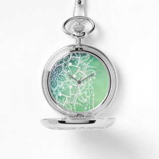 Elegant Ornate Zen Mandala Rosette Green tones Watch