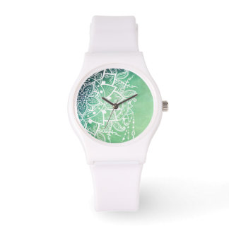 Elegant Ornate Zen Mandala Rosette Green tones Watch