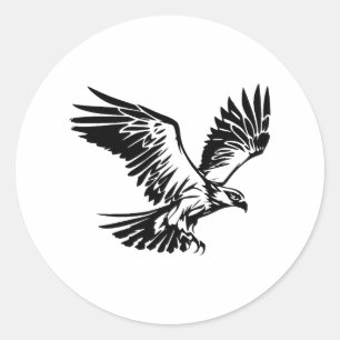 Elegant Osprey Silhouette in Monochrome Classic Round Sticker