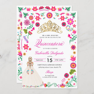 Elegant Otomi Embroidery Quinceañera Invitation