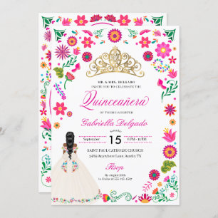 Elegant Otomi Embroidery Quinceañera Invitation