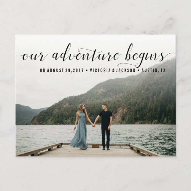 Elegant Our Adventure Save the Date Photo Announcement Postcard (Front)