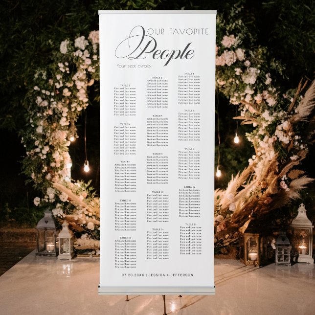 Elegant Our Favourite People Wedding Seating Chart Retractable Banner (Creator Uploaded)