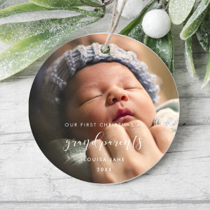 Elegant Our First Christmas as grandparents Ceramic Tree Decoration