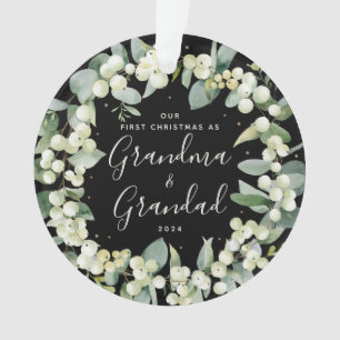 Elegant Our First Christmas as Grandparents Photo Ornament