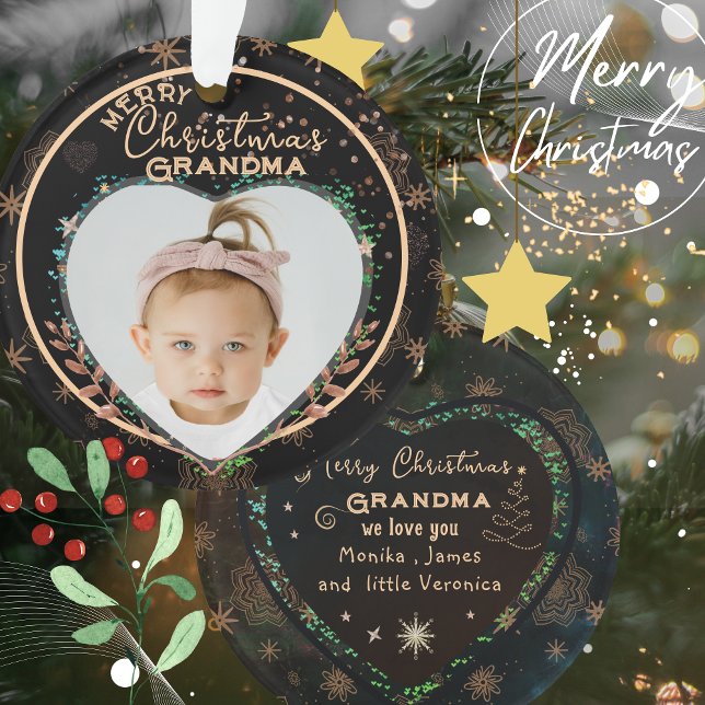 Elegant Our First Christmas as Grandparents Photo  Ornament (Elegant Our First Christmas as Grandparents Photo Ornament)