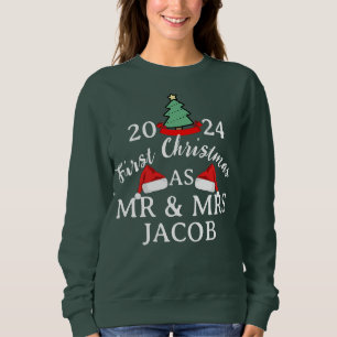 Elegant Our First Christmas as Mr and Mrs Couple  Sweatshirt