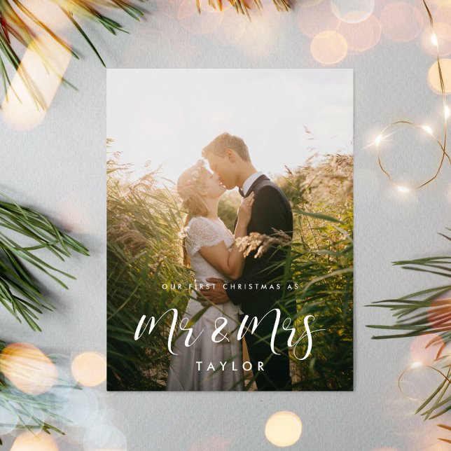 Elegant Our first Christmas as Mr and Mrs photo Postcard (Creator Uploaded)
