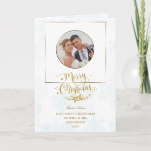 Elegant Our First Christmas As Mr. & Mrs. Photo Card