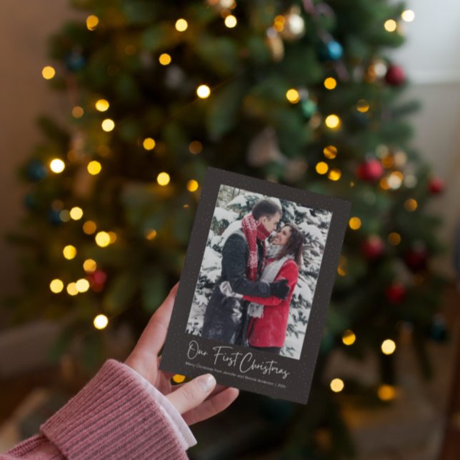 Elegant Our First Christmas Married Snowflakes Holiday Card (Creator Uploaded)