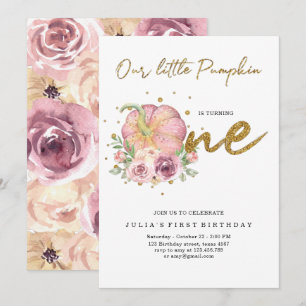 Elegant Our Little Pumpkin First Birthday Invitation