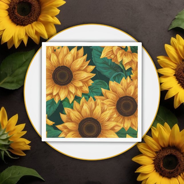 Elegant "Our Little Sunflower" Modern Baby Shower Napkin (Creator Uploaded)