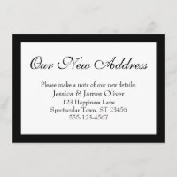 Elegant Our New Address Bordered Black on White