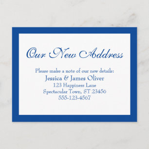 Elegant Our New Address Bordered Blue & White Postcard