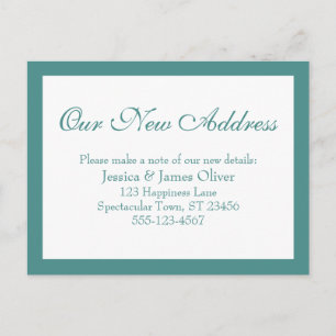 Elegant Our New Address Light Teal Bordered Postcard