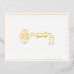 Elegant Our New Address Vintage Key Announcement